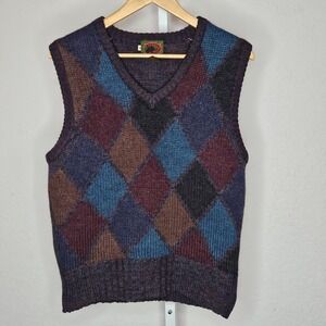 Vintage Boston Traders‎ Wool Argyle Sweater Vest Men's Grandpa Academia Med